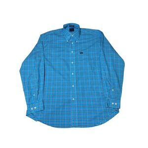Faconnable Mens XL Plaid Long Sleeve Button Up Casual Shirt‎